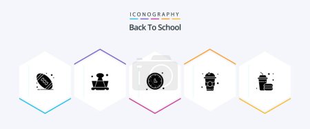 Illustration for Back To School 25 Glyph icon pack including drink. back to school. time. education. drink - Royalty Free Image
