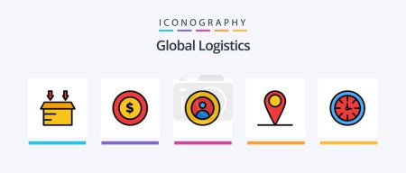 Illustration for Global Logistics Line Filled 5 Icon Pack Including code. map. badge. location. honor. Creative Icons Design - Royalty Free Image