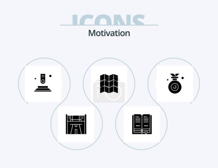 Illustration for Motivation Glyph Icon Pack 5 Icon Design. won. olympic. button. medal. location - Royalty Free Image