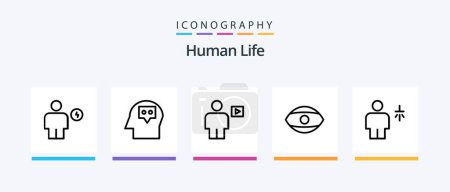 Ilustración de Human Line 5 Icon Pack Including booked. avatar. human. human. body. Creative Icons Design - Imagen libre de derechos