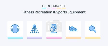 Illustration for Fitness Recreation And Sports Equipment Blue 5 Icon Pack Including pong. skates. achievment. skate. boot. Creative Icons Design - Royalty Free Image