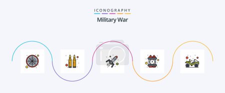 Illustration for Military War Line Filled Flat 5 Icon Pack Including military. atomic. time bomb. crime - Royalty Free Image