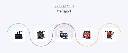 Illustration for Transport Line Filled Flat 5 Icon Pack Including . transport. transport. train. vehicle - Royalty Free Image