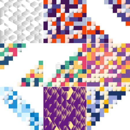 Illustration for Seamless pattern of colorful blocks with shadow EPS10 vector; pack of 9 available - Royalty Free Image