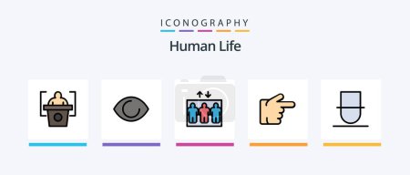 Illustration for Human Line Filled 5 Icon Pack Including mind. finger. analytics. zoom. human. Creative Icons Design - Royalty Free Image
