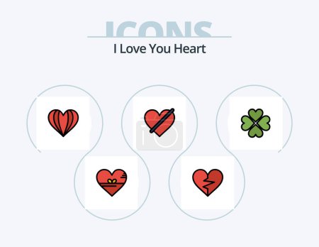 Ilustración de Heart Line Filled Icon Pack 5 Icon Design. like. heart. like. report. like - Imagen libre de derechos