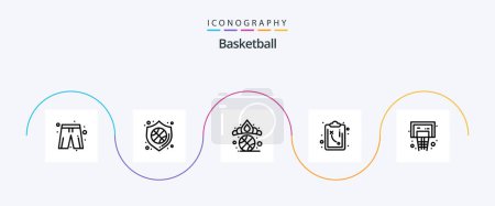 Illustration for Basketball Line 5 Icon Pack Including hoop. basket. crown. tactics. path - Royalty Free Image
