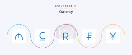 Ilustración de Currency Blue 5 Icon Pack Including yen. yuan. african. dollar. cash - Imagen libre de derechos