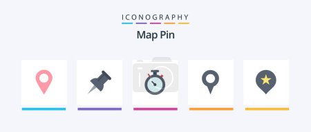 Ilustración de Map Pin Flat 5 Icon Pack Including . navigation. pin. stare. pin. Creative Icons Design - Imagen libre de derechos