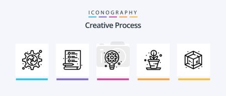 Téléchargez les illustrations : Creative Process Line 5 Icon Pack Including . sketch. coffee. process. growth. Creative Icons Design - en licence libre de droit