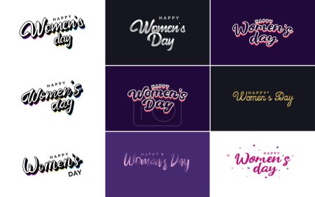 Illustration for Set of cards with International Women's Day logo and a bright. colorful design - Royalty Free Image