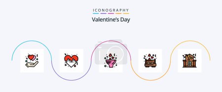Ilustración de Valentines Day Line Filled Flat 5 Icon Pack Including home. love bed. bouquet. love. bed - Imagen libre de derechos