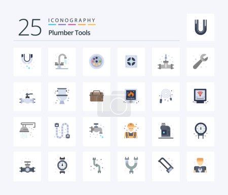 Illustration for Plumber 25 Flat Color icon pack including plumber. temperature. extractor. plumbing. pipe - Royalty Free Image