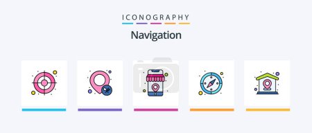 Illustration for Navigation Line Filled 5 Icon Pack Including location. worldwide. pin. pin. location. Creative Icons Design - Royalty Free Image