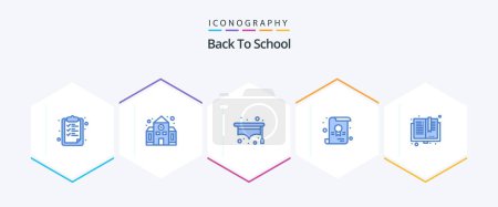 Illustration for Back To School 25 Blue icon pack including library. books. hat. back to school. diploma - Royalty Free Image