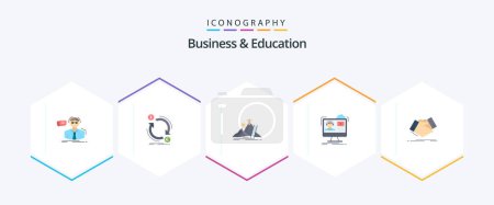 Illustration for Business And Education 25 Flat icon pack including media. tutorials. money. career. development - Royalty Free Image