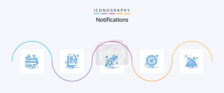 Illustration for Notifications Blue 5 Icon Pack Including hotel. security. alarm. notification. alert - Royalty Free Image