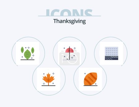 Téléchargez les illustrations : Thanksgiving Flat Icon Pack 5 Icon Design. thanksgiving. dessert. leaf. biscuit. thanksgiving - en licence libre de droit