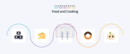 Téléchargez les illustrations : Food Flat 5 Icon Pack Including . sweet. food - en licence libre de droit