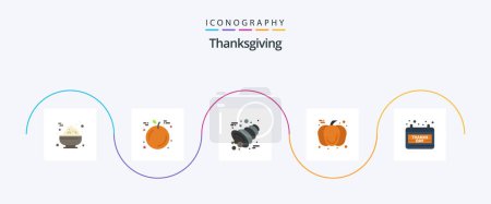 Illustration for Thanksgiving Flat 5 Icon Pack Including thanks day. date. horn. calendar. food - Royalty Free Image