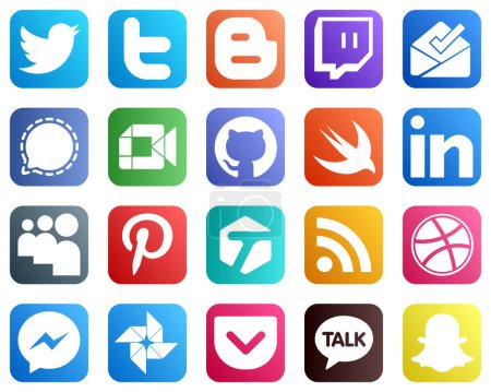 Illustration for Complete Social Media Icon Pack 20 icons such as pinterest. professional. linkedin and github icons. High quality and minimalist - Royalty Free Image