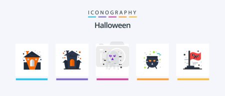 Illustration for Halloween Flat 5 Icon Pack Including scary. cauldron. house holiday. board. halloween. Creative Icons Design - Royalty Free Image