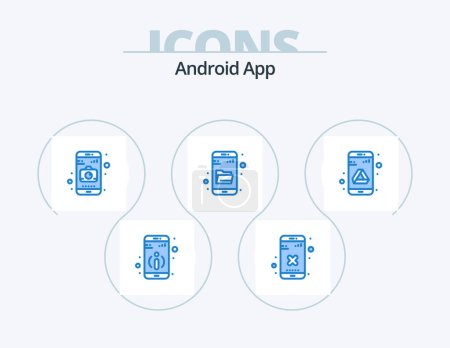 Téléchargez les illustrations : Android App Blue Icon Pack 5 Icon Design. storage. drive. camera. app. research - en licence libre de droit