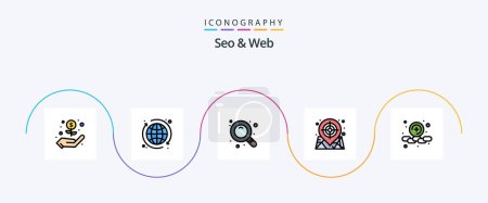 Ilustración de Seo and Web Line Filled Flat 5 Icon Pack Including . web. find. plus. web - Imagen libre de derechos