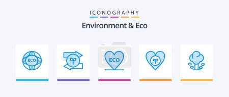 Illustration for Environment And Eco Blue 5 Icon Pack Including like. favorite. green eco. environment. environment. Creative Icons Design - Royalty Free Image