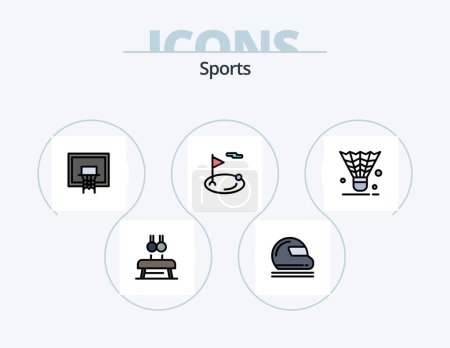 Ilustración de Sports Line Filled Icon Pack 5 Icon Design. play. table. sport. pool. sport - Imagen libre de derechos
