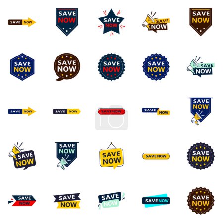 Ilustración de Save Now 25 High quality Typographic Elements to drive savings - Imagen libre de derechos