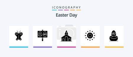 Illustration for Easter Glyph 5 Icon Pack Including gift. holiday. church. spring. easter. Creative Icons Design - Royalty Free Image