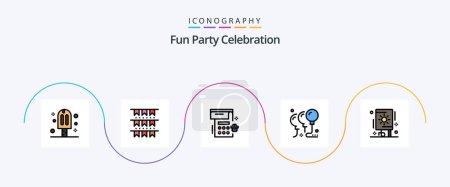 Téléchargez les illustrations : Party Line Filled Flat 5 Icon Pack Including festival. party. calendar. celebration. balloons - en licence libre de droit