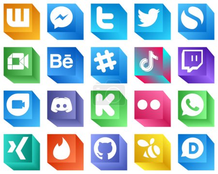 Ilustración de Modern 3D Social Media Icons 20 Icons Pack such as twitch. china. video. video and tiktok icons. Elegant and minimalist - Imagen libre de derechos