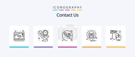 Téléchargez les illustrations : Contact Us Line 5 Icon Pack Including website. error. email. boss. phone. Creative Icons Design - en licence libre de droit
