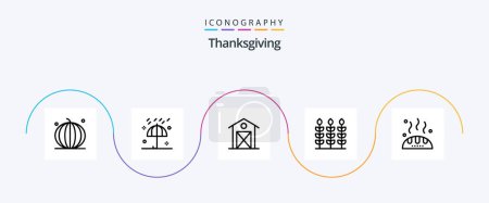 Illustration for Thanks Giving Line 5 Icon Pack Including giving. wheat. umbrella. thanksgiving. farm - Royalty Free Image
