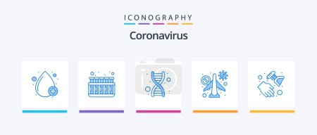 Illustration for Coronavirus Blue 5 Icon Pack Including airplane. banned. dna. travel. virus. Creative Icons Design - Royalty Free Image