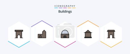 Ilustración de Buildings 25 FilledLine icon pack including house. building. fortress. real estate. islamic building - Imagen libre de derechos