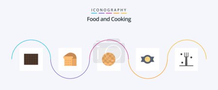 Illustration for Food Flat 5 Icon Pack Including . waffle. tableware. fork - Royalty Free Image