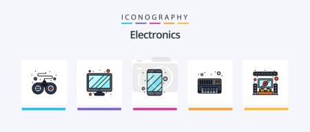 Illustration for Electronics Line Filled 5 Icon Pack Including . electric tower. electric. electric. machine. Creative Icons Design - Royalty Free Image