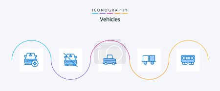 Illustration for Vehicles Blue 5 Icon Pack Including passenger. forklift truck. slash. forklift. caterpillar vehicles - Royalty Free Image