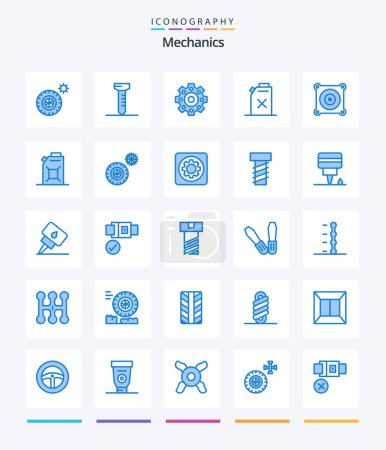 Illustration for Creative Mechanics 25 Blue icon pack  Such As wheel. oil. fuel. fuel. fan - Royalty Free Image