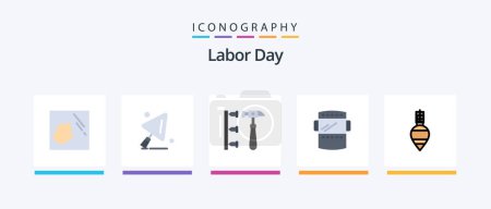Téléchargez les illustrations : Labor Day Flat 5 Icon Pack Including bob. erroneously. weld. mask. Creative Icons Design - en licence libre de droit