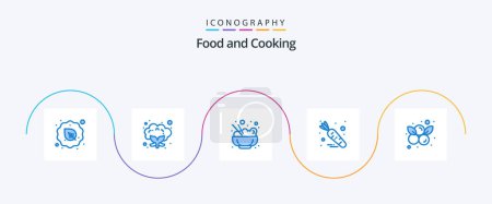 Téléchargez les illustrations : Food Blue 5 Icon Pack Including fruit. blueberries. chinese. berry. food - en licence libre de droit