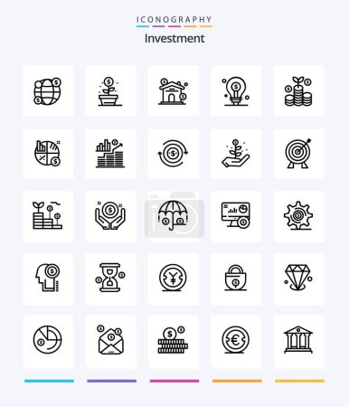 Téléchargez les illustrations : Creative Investment 25 OutLine icon pack  Such As investment. investment. estate. investing. business - en licence libre de droit