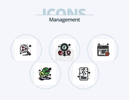Ilustración de Management Line Filled Icon Pack 5 Icon Design. content. organization chart. strategic. diagram. management - Imagen libre de derechos