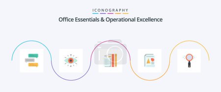 Illustration for Office Essentials And Operational Exellence Flat 5 Icon Pack Including pie. report. member. pin. pen - Royalty Free Image