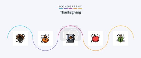 Illustration for Thanksgiving Line Filled Flat 5 Icon Pack Including thanksgiving. cob. leaf. autumn. fruit - Royalty Free Image