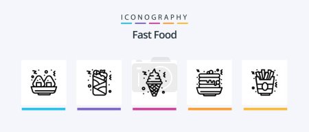 Téléchargez les illustrations : Fast Food Line 5 Icon Pack Including . meatball. fast food. food. food. Creative Icons Design - en licence libre de droit