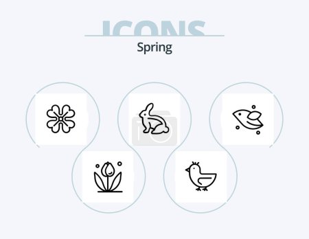 Illustration for Spring Line Icon Pack 5 Icon Design. food. spring. nature. weather. temperature - Royalty Free Image